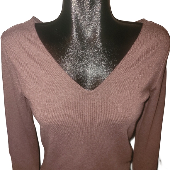 Dynamite Dusty Rose Colored V-Neck Long Sleeve Top S - Picture 2 of 7